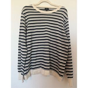 J crew Navy and Ivory Striped Crewneck Sweater NEW